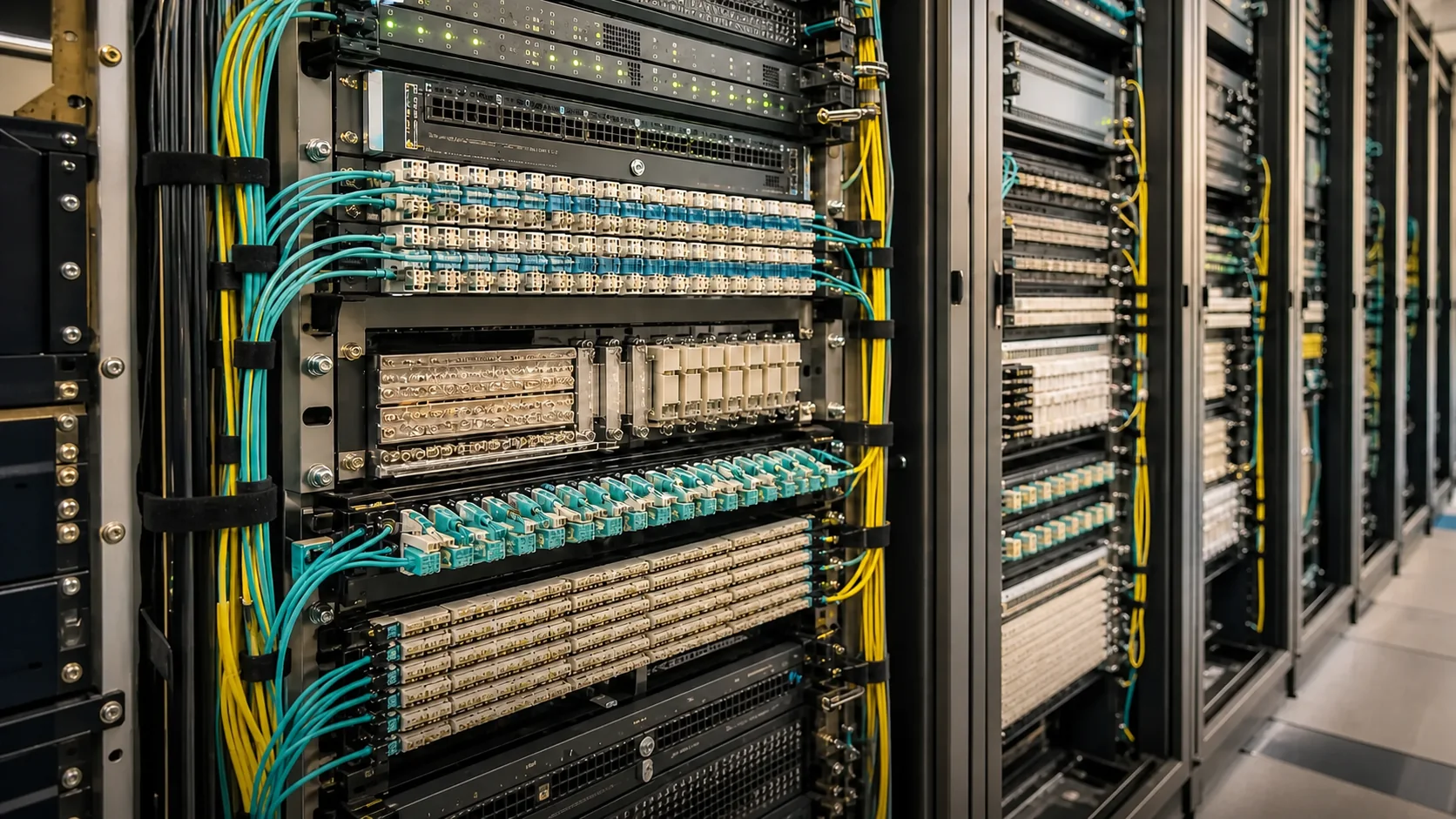 Network racks with neatly organized fiber patch cords
